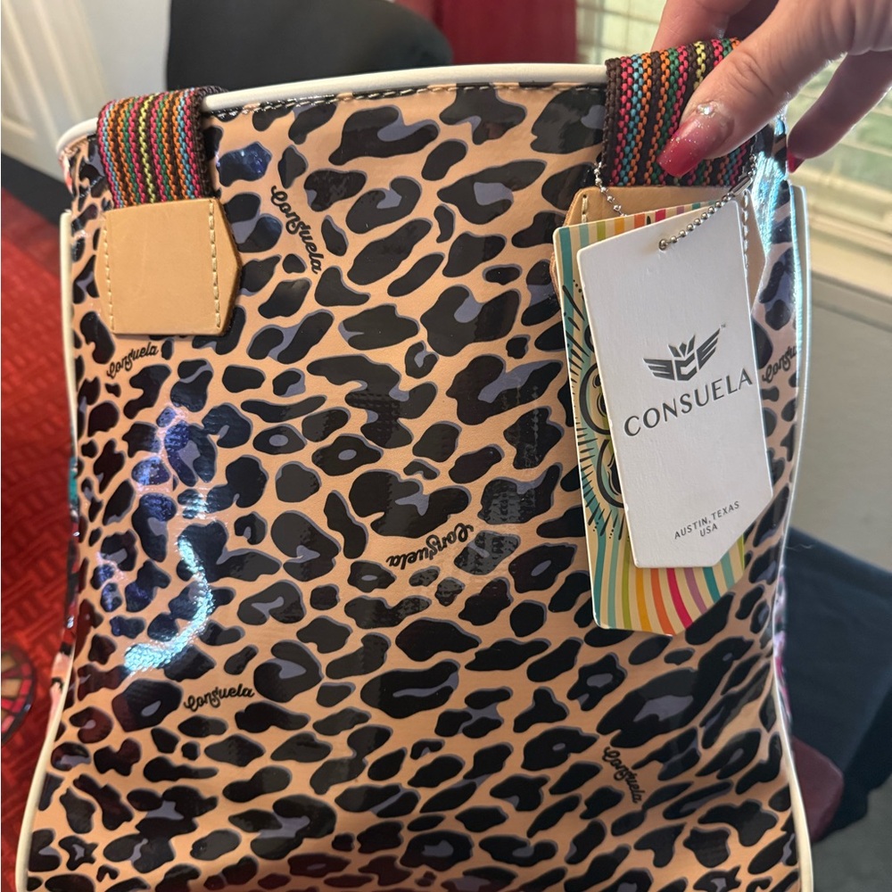 Consuela Leopard Print Tote with Multicolor Straps *Brand New* 14” and 14 1/2W - Picture 9 of 16